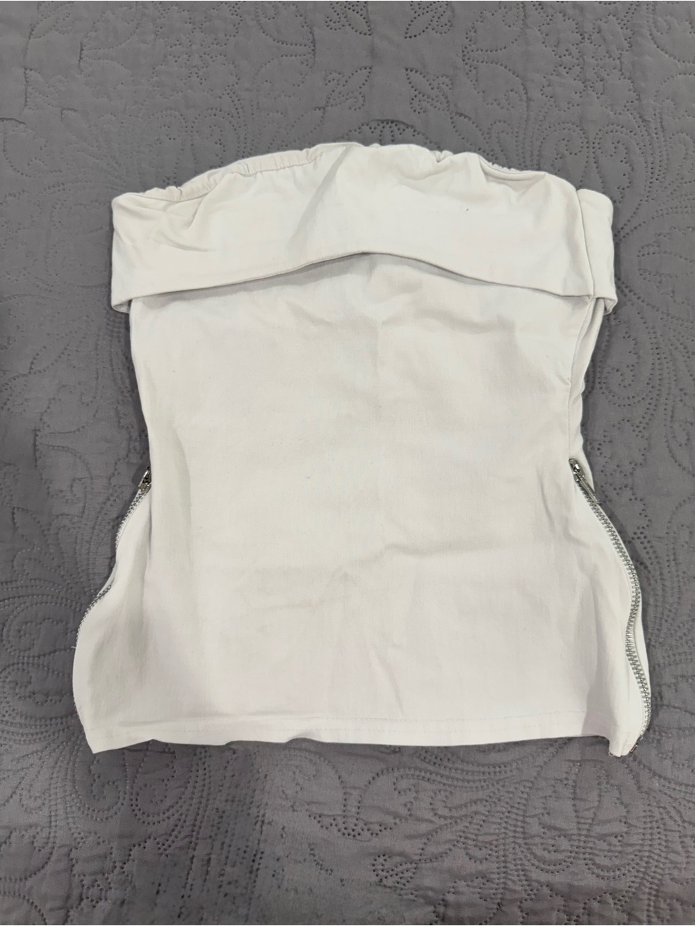 Strapless White Top with Side Zippers